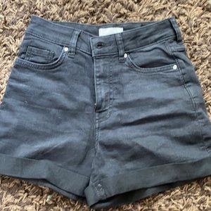 H$M, black, super high waisted shorts.